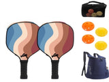 Lightweight 9-Ply Hard Basswood Pickleball Paddle Set with Curved Stripes Design - 2 Durable Paddles V888-ELOSUNG52109