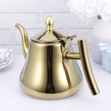 Golden Stainless Steel Teapot with Inner Strainer for Kitchen Use Easy Grip V1192-AZ-W-29742