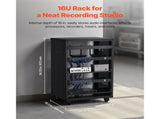 16U AV Rack, 90.7 kg Max Load Capacity, Home Recording Studio Rack with Lockable Caster Wheels, Open V952-LYSJJ16U18YCAXC9D001V0