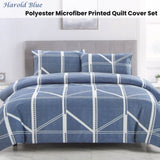 Artex Harold Blue Quilt Cover Set Geometric Pattern Reversible Printed Microfiber Polyester King V442-ATX-QUILTCS-HAROLD-BLUE-KI