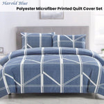 Artex Harold Blue Quilt Cover Set Geometric Pattern Reversible Printed Microfiber Polyester Single V442-ATX-QUILTCS-HAROLD-BLUE-SB