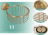 Brass Toilet Paper Holder, Wall Mounted Holder Vintage Bathroom Roll Basket Antique Tissue Storage V1259-DP01-A-814