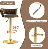 SERENIT Golden Swivel Upholstered Velvet Adjustable Height Counter Stool with Metal Frame Coffee V255-SE-GP2312R-COFFEE