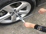 Steel Tire Wrench 4-Way Lug Wrench Extended Handle Plated Silver Ergonomic Design V1366-AZ2-W-23768