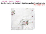 Anya Flowers White Embroidered Cutout Rectangular Tablecloth 152 x 228 cm V442-UGG-TABLEC-ANYA228-WHITE-RE