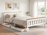 Artiss Bed Frame Double Size Wooden Platform with 2 Storage Drawers White PONY WBED-D-TC18-137-DRAW