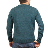 100% Shetland Ragg Wool V Neck Knit Jumper Pullover Mens Sweater Knitted - Sherwood - XL V563-SW-VN-SHWD-XL