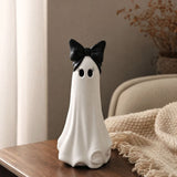 Halloween Ghost Decoration, Cute 10inch Resin Ghost Figurine With Bow, Friendly Tabletop Ornament V1366-AZ2-W-13170