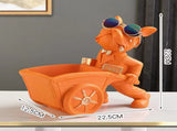 French Bulldog Pushing Wheelbarrow Storage Figurine Resin Statue Key Bowl Candy Dish Entryway V888-ELOSUNG41623