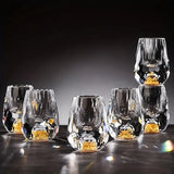 6PCS 15ml Gold Foil Shot Glass, High Transparency Glass with Diamond Cut, Reusable Spirit Glass for V1232-JBJB-001