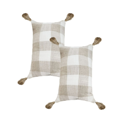 SOGA 2X 35CM Pillow Lumbar Cover Decorative Plaid Farmhouse Cushion Throw Pillow FRENCHCUSHION204X2