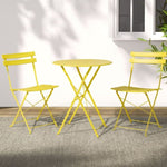 Gardeon 3PC Outdoor Bistro Set Steel Table and Chairs Patio Furniture Yellow ODF-METAL-3PCS-YE