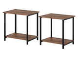 Levede Side Table 2 Pcs Industrial Vintage End Table 2-Tier Storage Nightstand NI1077-BR-2PCS-AU