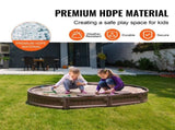 Sandbox with Cover, 72 x 41.5 x 9.1 in Oval Sand Box, HDPE Sand Pit with 4 Corner Seating and Bottom V952-SXSLTYXJCK00EEGPJV0