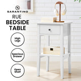 Sarantino Rue Bedside Table in White TBL-470-02-WH