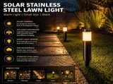 Small Black Warm White Solar LED Stainless Steel Lawn Light V1221-XM-LB594-GM44