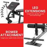 Powertrain Multi Station Home Gym with 68kg Weights Preacher Curl Pad HGM-MTR-080-068