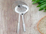 2Pcs Multi Kitchen Utensil Stainless Steel Cooking Skimmer Slotted Fish Turner Spatula Spoon V1192-AZ-W-17419