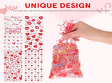 120 Pcs Multi-Color Heart Candy Bags, Clear OPP Packaging for Valentine's Day Party Favors, Wrapping V1192-AZ-W-22502