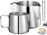 Stainless steel milk jug, 2 pieces, frothers, pitchers, 350 ml, 600 ml, stainless steel milk jug, V1188-MS-313-1057