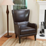 Vintage Brown Bonded Leather High Back Armchair V1041-JLC-1081LEATHER
