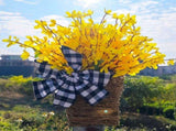Spring front door flower wreath, yellow wildflower door hanging basket flower wreath, seasonal V1366-AZ2-W-13462