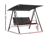 Gardeon Outdoor Swing Chair with Adjustable Canopy 142cmx172cm Stand Black GSC-BST-2S-BLACK
