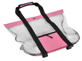 Beach Bags Mesh Cotton Oversized Storage Tote Bags for Beach Picnic Barbecue Camping Pink V1294-YM0523-3117210212411