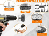 Wire Brush for Drill Set, 1/4 Inch Solid Quick Change Shank, High Work Efficiency, for Rust Removing V1366-AZ2-W-15508