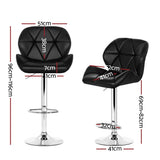 Artiss 4x Bar Stools Gas Lift Padded Leather Black BA-K-717A-BKX4