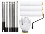 9 Inch Paint Roller Set with 205cm 5 Section Stainless Steel Extension Pole - 3 Roller Covers for V888-ELOSUNG57259