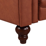 2 Seater 3 Seater Brown Sofa Lounge Set Button Tufted in Faux Leather V43-SET-MDL-3+2-BR