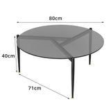 Chic Round Glass Coffee Table with Metal Legs V767-JJ-XZ321-GY