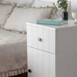PORTO BEDSIDE TABLE - WHITE - VJ PANEL - ROUND BLACK V164-ECS13WVB06B