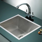 510x450mm Handmade Stainless Steel Undermount / Topmount Kitchen Laundry Sink with Waste V63-770055