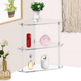 Acrylic Triangle End Table - 3 Tier Corner Side Small for Living Room, Bedroom, Bathroom V1370-AZ4-07692