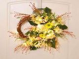 Artificial Wild Chrysanthemum Half Wreath Easter Decorative Wreaths for Home Front Door Decoration V1294-YM0714-211222XU04-2