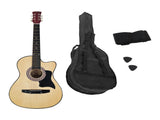 Karrera 38in Cutaway Acoustic Guitar with Carry Bag - Natural CC38-NAT