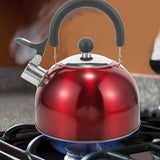 Red Stainless Steel Whistling Tea Kettle with Handle, Water Boiling Pot for Kitchen and Daily Use V1192-AZ-W-22533