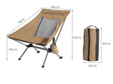 Khaki Lightweight Portable Folding Camping Chair - High-Back Aluminum Alloy Moon Chair with Oxford V888-ELOSUNG27980