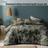 Accessorize Styx Washed Cotton Printed Quilt Cover Set King V442-HIN-QUILTCS-STYX-GREEN-KI
