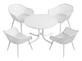 Gardeon 5PCS Outdoor Dining Set Table and Chairs Patio Furniture Garden Diamond White ODF-DIN-5STFD-130-WH