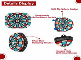 Safe Soft Tip Dartboard Set 16.7" Honeycomb Surface Electronic Plastic Tips Wall Mount Home Party V1232-BP-FB-001