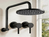 Cefito 9'' Rain Overhead Swivel Shower Head with Wall Twin Swivel Bathroom Tap SHOWER-A3-RO-9-BK-TAP-RO