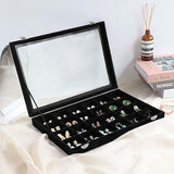 Velvet Earring Organizer Tray with Lid, 13.7x9.4 Inch 24 Grid Jewelry Organizer for Earrings, V1107-107-47621