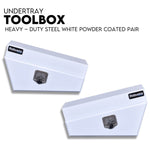 Under Tray Tool Box Underbody Pair Set 750mm White Steel V379-UTRYWHTL7SET07