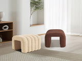 Ridge Arch Ottoman Stool Teddy Fleece Fabric Foot Rest 45cm BROWN V274-FT-STKJP4177-CHO