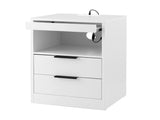 Artiss Bedside Table LED Nightstand Charging Station 2 Drawers - White FURNI-N-BS05-LED-WH