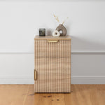 PORTO BEDSIDE TABLE - NATURAL OAK - FLUTED - PULL BRASS V164-ECS13SFB03G