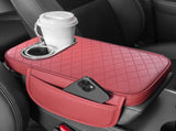 Car Armrest Cushion With 2 Cup Holder And Side Pocket Pu Leather Beige V1189-LWWAL-20260327-04356
